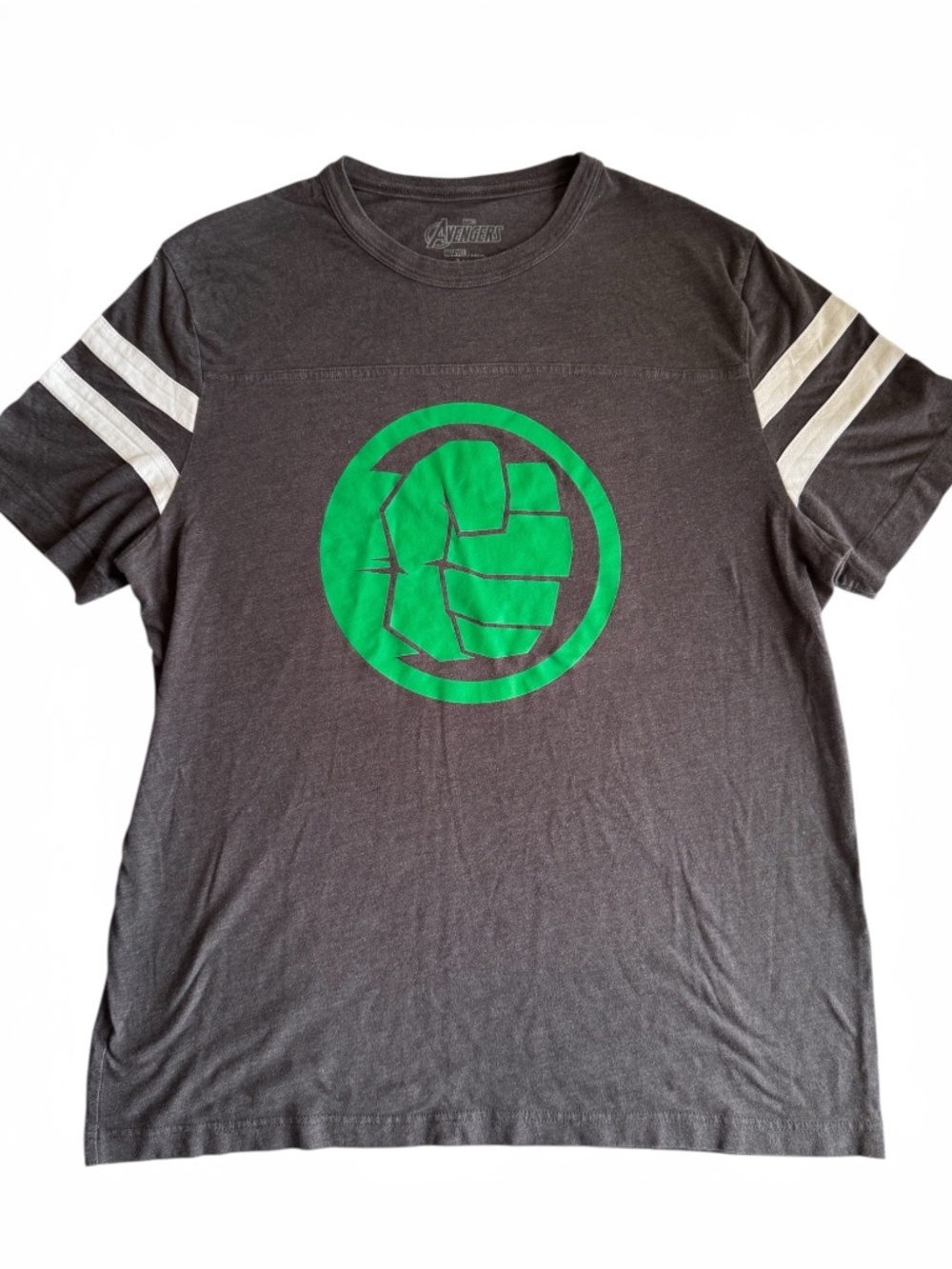 MARVEL Avengers Hulk Logo T-Shirt Gray Graphic Tee XL Short Sleeve